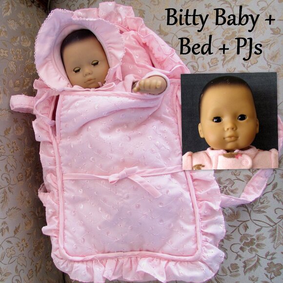 ASIAN BITTY BABY DOLL w CARRY-ALONG BED, BLANKET SLEEPER, PLEASANT COMPANY, EUC - Picture 1 of 12